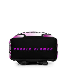 Load image into Gallery viewer, BLAZIN BOARDZ PURPLE FLAMEZ BACKPACK BLACK