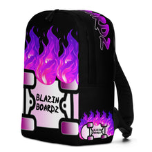 Load image into Gallery viewer, BLAZIN BOARDZ PURPLE FLAMEZ BACKPACK BLACK