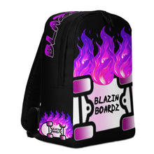 Load image into Gallery viewer, BLAZIN BOARDZ PURPLE FLAMEZ BACKPACK BLACK