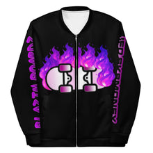 Load image into Gallery viewer, BLAZIN BOARDZ PURPLE FLAMEZ JACKET BLACK