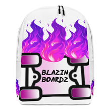 Load image into Gallery viewer, BLAZIN BOARDZ PURPLE FLAMEZ BACKPACK

