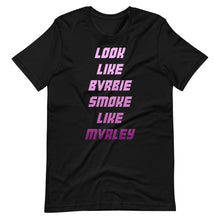 Load image into Gallery viewer, LOOK LIKE BVRBIE SMOKE LIKE MVRLEY T-SHIRT PURPLE
