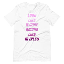 Load image into Gallery viewer, LOOK LIKE BVRBIE SMOKE LIKE MVRLEY T-SHIRT PURPLE
